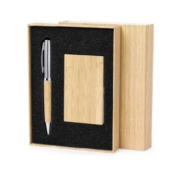 Set Boligrafo y tarjetero en Bambú