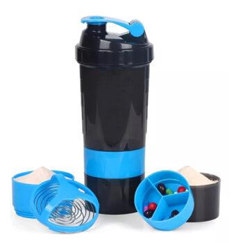 Vaso Gym para batidos proteína, con 4 compartimentos.